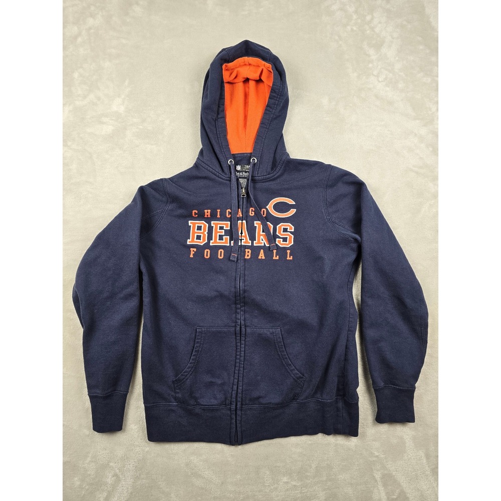 Chicago Bears Full Zip Hoodie Womens L Blue Graphic Sweatshirt NFL Football